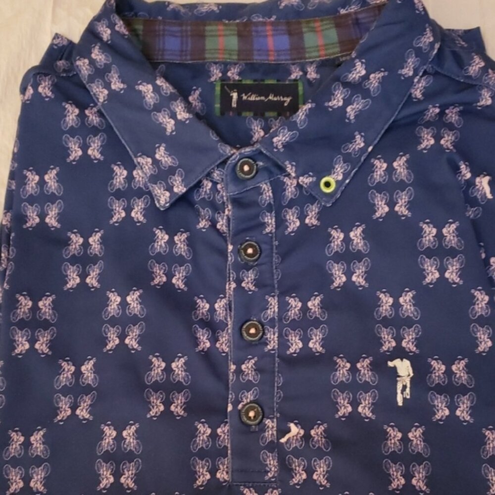 William Murray Bicycle Print Golf Polo L. Cyclists. Bikes.